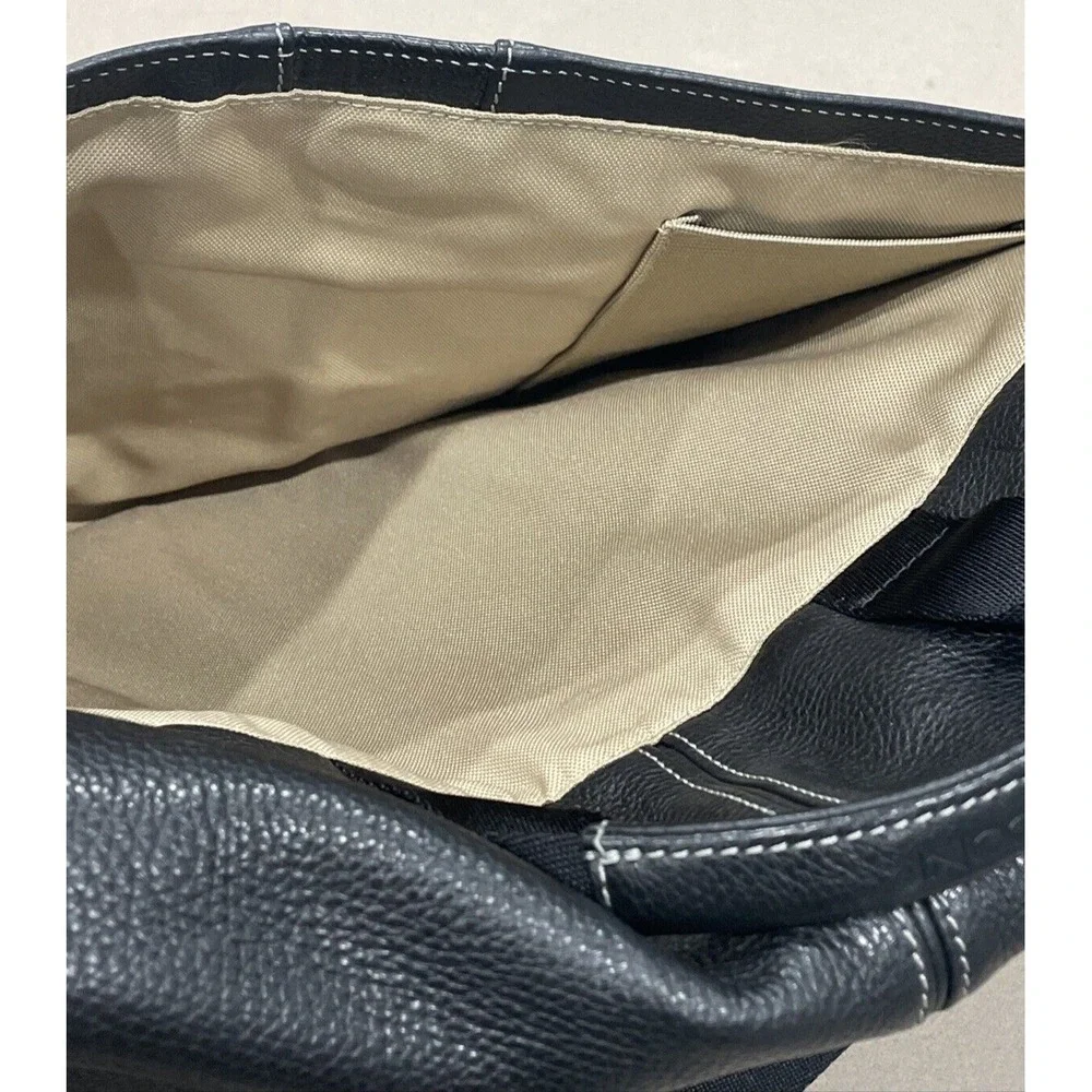 BOCONI‎ Black Tumbled Leather Briefcase Padded Attaché Case RFID Protection